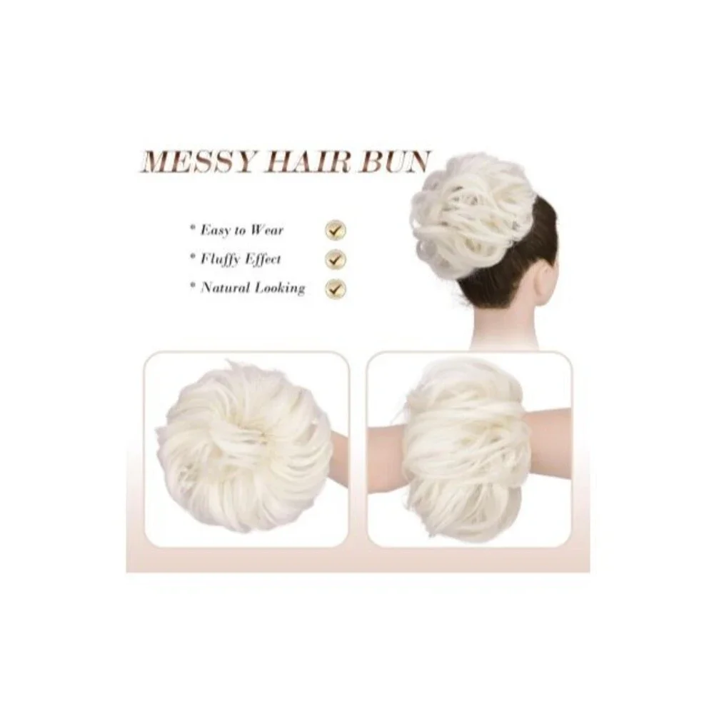 FESHFEN Messy Bun Hair Piece Curly Wavy Large Hair Bun Scrunchies Extensions Lig